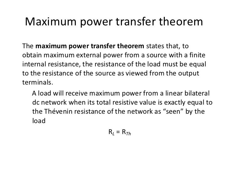 maximum power transfer example problems
