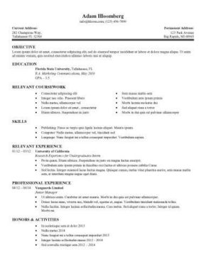 example of dietetic internship resume
