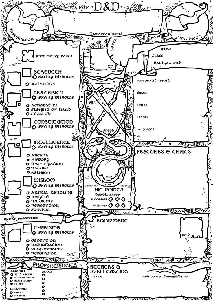 dungeons and dragons example character sheet