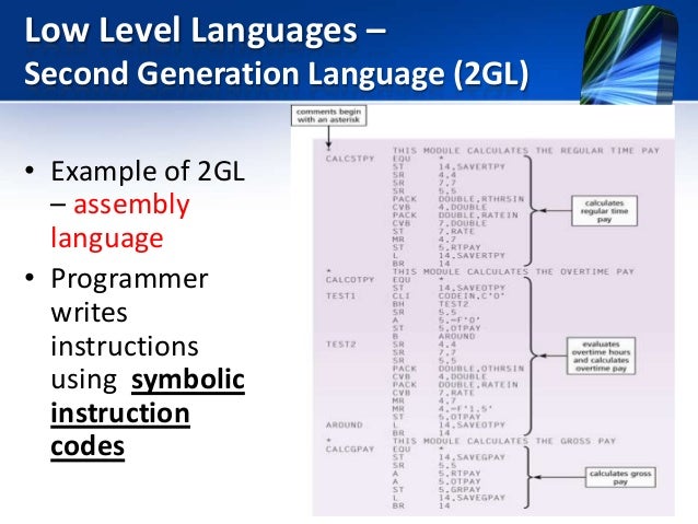 example of machine language and high level language