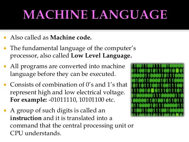 example of machine language and high level language
