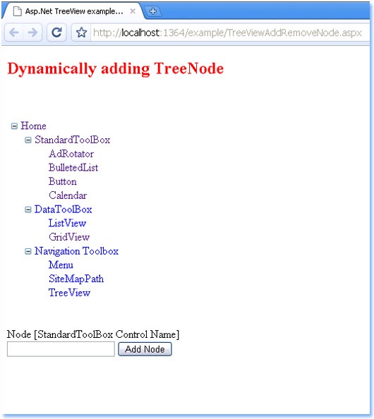 asp net treeview example with database