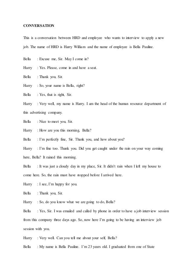 example of job interview conversation