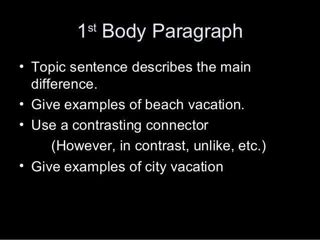 example topic sentences for compare and contrast essays
