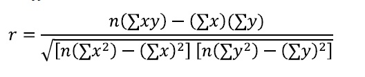 pearson product moment correlation formula example