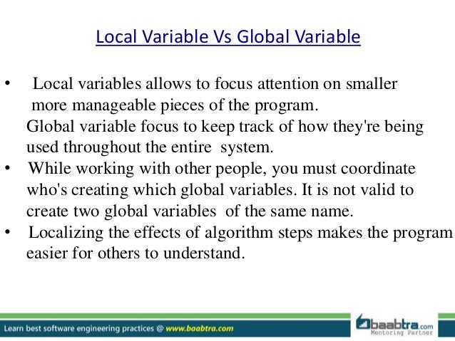 global and local variables with example
