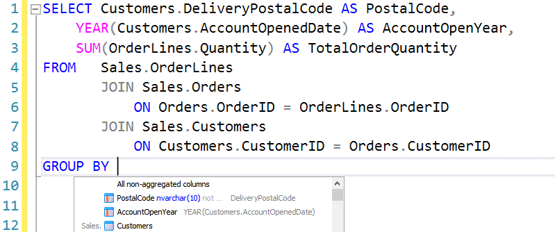 group by clause in sql server with example