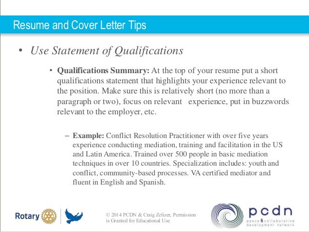 statement of qualifications example letter