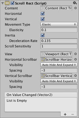 unity example script of scrollbar and vertical grid layout